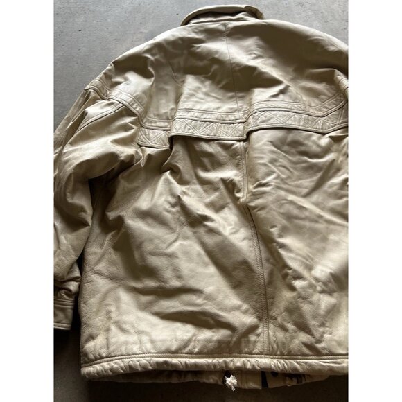 Vintage Wilsons Men’s Sz XL Leather Light Brown Leather Jacket Button Front RARE - Picture 16 of 16